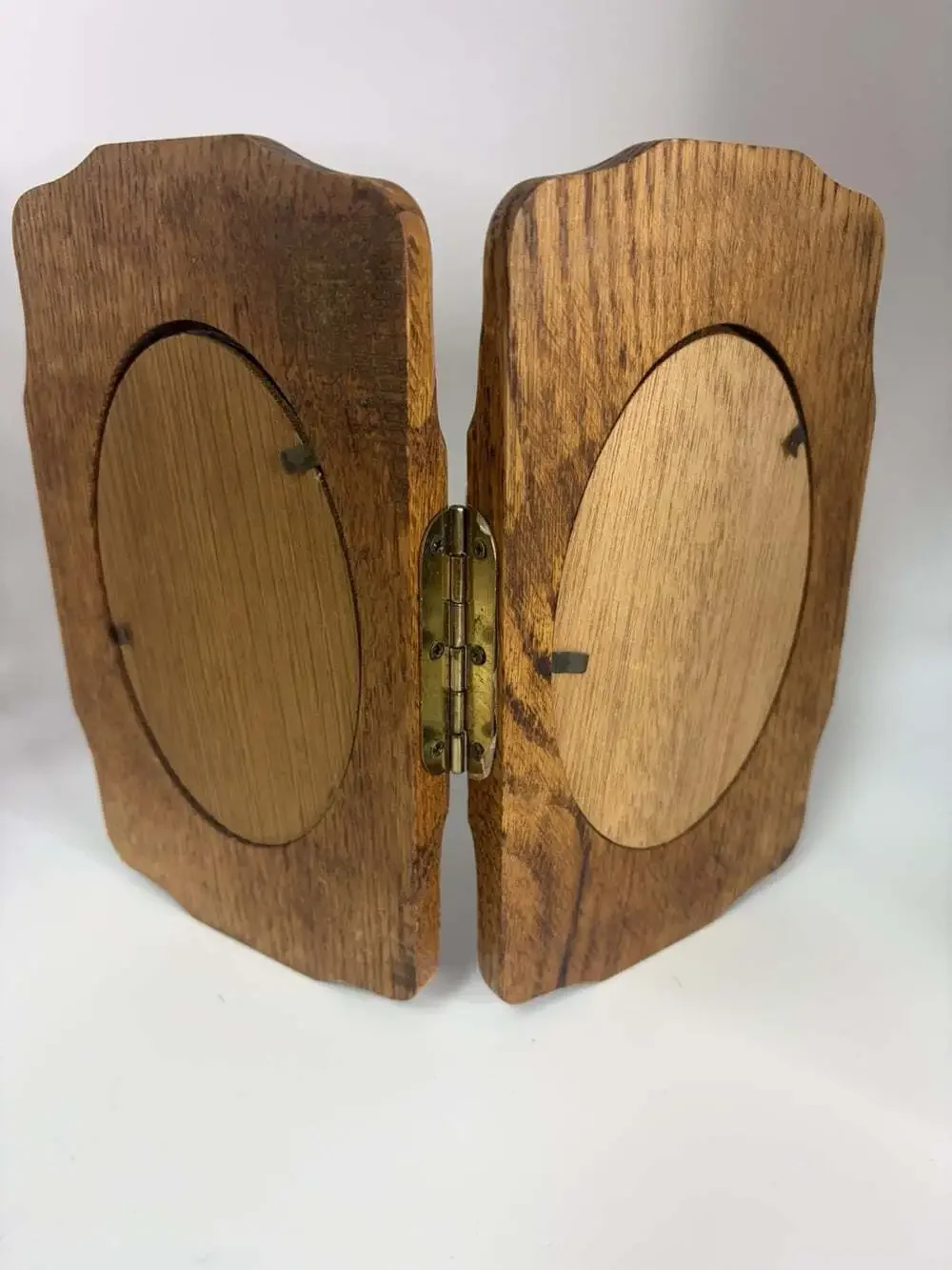 Vintage Wooden Hinged Picture Frame Wood burned Design 10”x8”